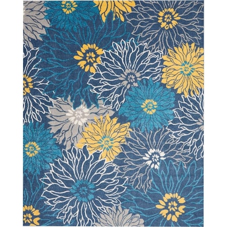 Homeroots 8 x 10 ft. Blue Tropical Flower Area Rug 385406